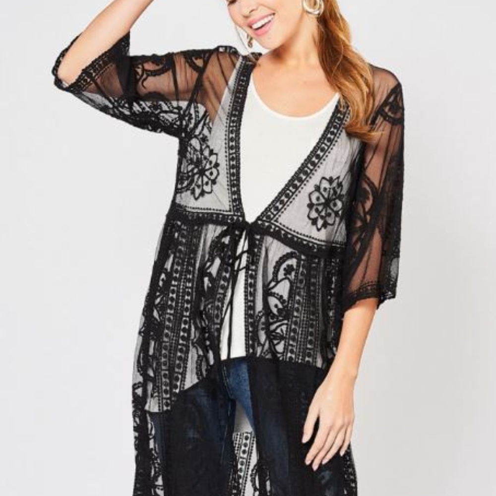Black Lace Kimono